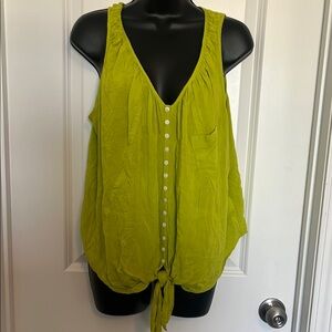 Karen Kane Lime Green Tie-Front Tank Top